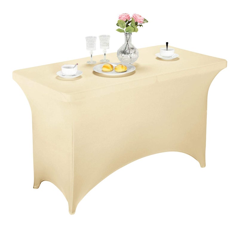 LZY Spandex Fitted Stretch Table Cover for 4ft or 6ft or 8ft Folding Table, Rectangular Cocktail Tablecloth, Perfect for Party or Banquet - Image 1